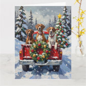 Great Dane Kerst Rode Truck Winter Kaart (Gele Bloem)