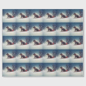 Great Dane Kerst sneeuw winter Cadeaupapier (Vlak)