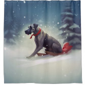 Great Dane Kerst sneeuw winter Douchegordijn (Voorkant)