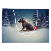 Great Dane Kerst sneeuw winter Groot Cadeauzakje (Achterkant)