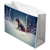 Great Dane Kerst sneeuw winter Groot Cadeauzakje (Achterkant Gekanteld)