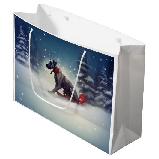Great Dane Kerst sneeuw winter Groot Cadeauzakje (Voorkant Gekanteld)