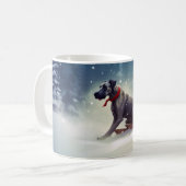 Great Dane Kerst sneeuw winter Koffiemok (Voorkant links)