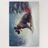 Great Dane Kerst sneeuw winter Legpuzzel (Verticaal)