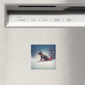Great Dane Kerst sneeuw winter Magneet (Insitu (Vaatwasser))
