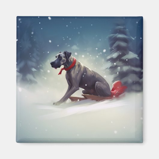 Great Dane Kerst sneeuw winter Magneet (Voorkant)
