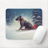 Great Dane Kerst sneeuw winter Muismat (Met muis)