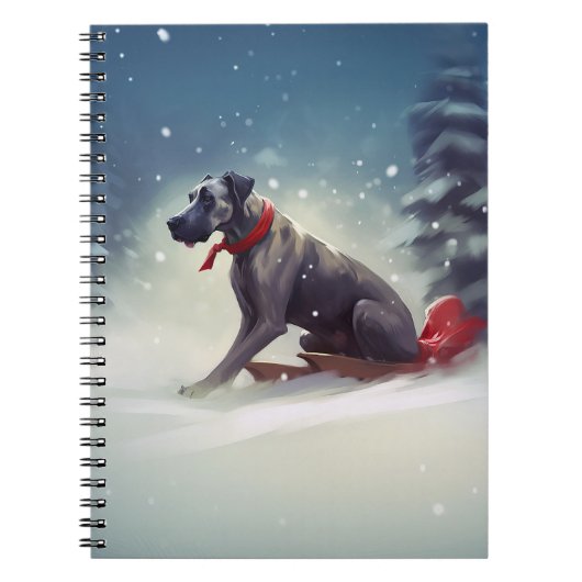 Great Dane Kerst sneeuw winter Notitieboek (Voorkant)