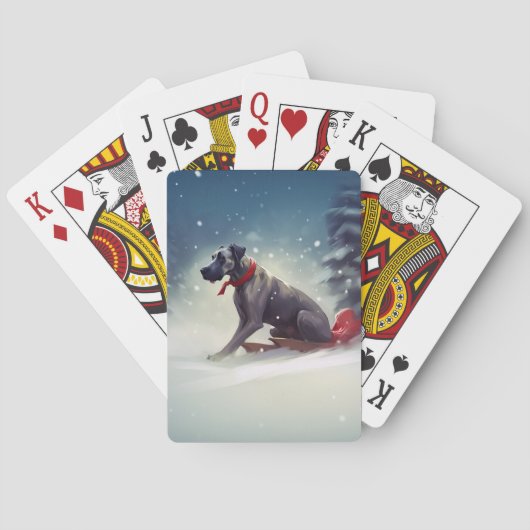 Great Dane Kerst sneeuw winter Pokerkaarten (Achterkant)