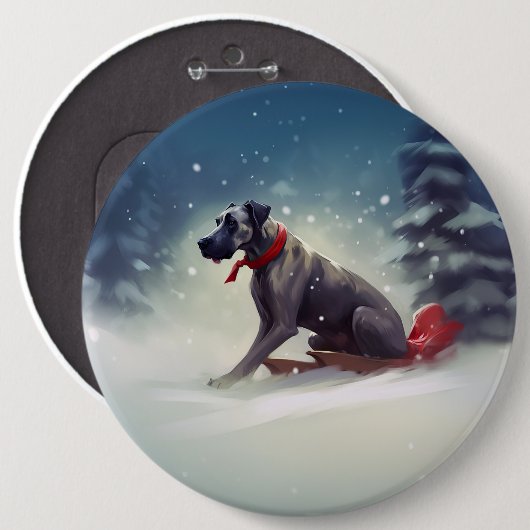Great Dane Kerst sneeuw winter Ronde Button 6,0 Cm (Voorkant /achterkant)