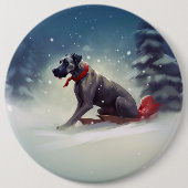 Great Dane Kerst sneeuw winter Ronde Button 6,0 Cm (Voorkant)