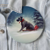 Great Dane Kerst sneeuw winter Ronde Button 6,0 Cm (In situ)