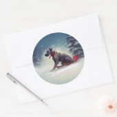 Great Dane Kerst sneeuw winter Ronde Sticker (Envelop)