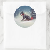 Great Dane Kerst sneeuw winter Ronde Sticker (Tas)