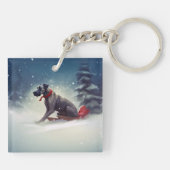 Great Dane Kerst sneeuw winter Sleutelhanger (Achterkant)