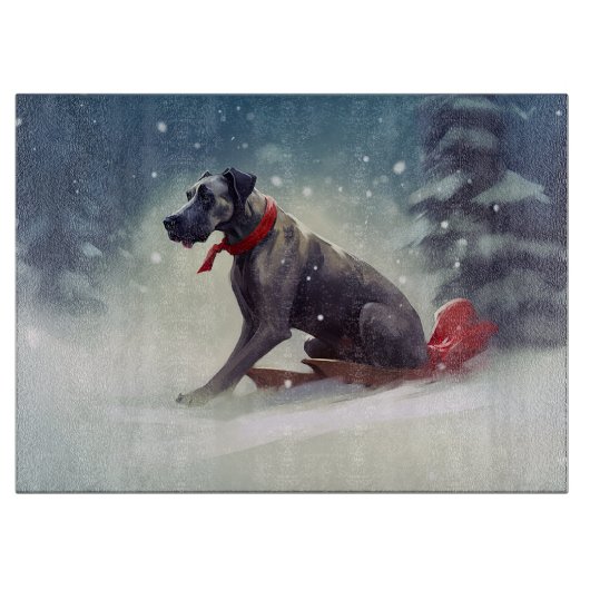 Great Dane Kerst sneeuw winter Snijplank (Voorkant)