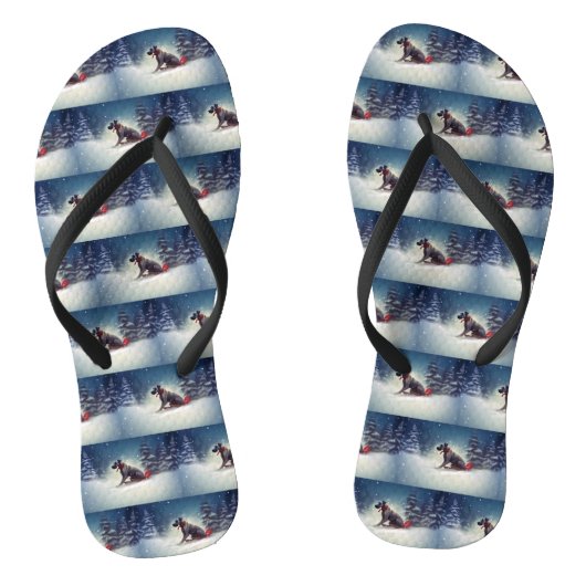 Great Dane Kerst sneeuw winter Teenslippers (Voetbed)