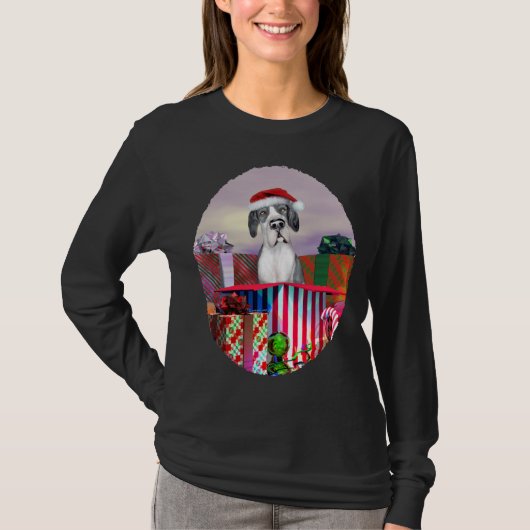 Great Dane kerst Surprise Mantle UC T-shirt (Voorkant)