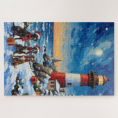 Great Dane Kerst Vuurtoren Vakantie Legpuzzel (Horizontaal)
