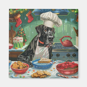 Great Dane Kerstbakken: Festive Kerstmis Magneet