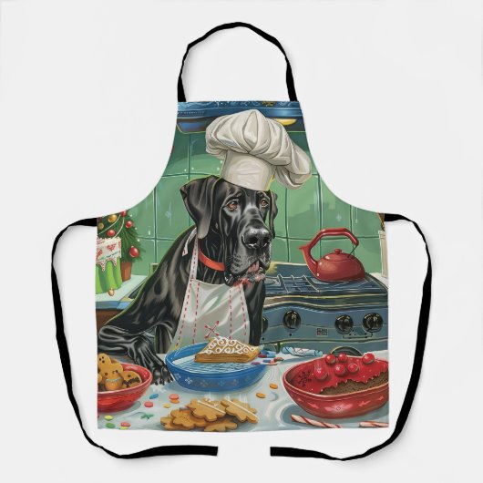 Great Dane Kerstbakken: Festive Kerstmis Schort (Voorkant)