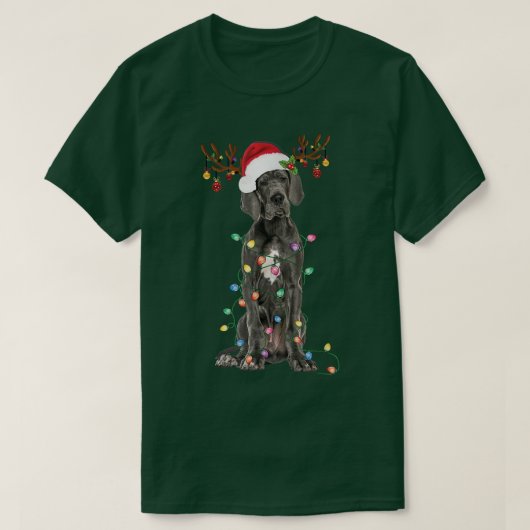 Great Dane kerstboom Light Pajama Hondenliefhebber T-shirt (Design voorkant)
