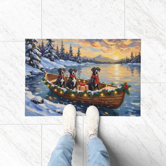 Great Dane Kerstboot Vakantie Deurmat (Binnen)