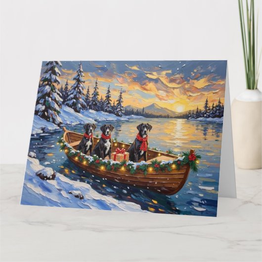 Great Dane Kerstboot Vakantie Kaart (Voorkant)