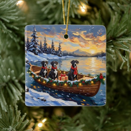 Great Dane Kerstboot Vakantie Keramisch Ornament (Boom)