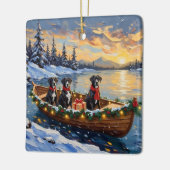 Great Dane Kerstboot Vakantie Keramisch Ornament (Links)