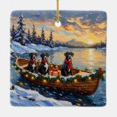 Great Dane Kerstboot Vakantie Keramisch Ornament (Achterkant)