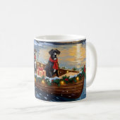 Great Dane Kerstboot Vakantie Koffiemok (Voorkant rechts)