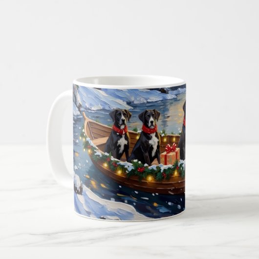 Great Dane Kerstboot Vakantie Koffiemok (Voorkant links)