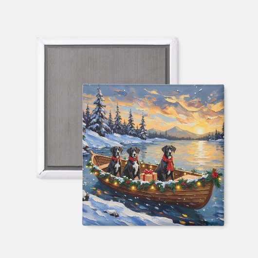 Great Dane Kerstboot Vakantie Magneet (Voorkant / Achterkant)