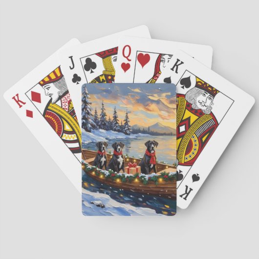 Great Dane Kerstboot Vakantie Pokerkaarten (Achterkant)