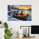 Great Dane Kerstboot Vakantie Poster (Thuiskantoor)