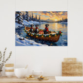 Great Dane Kerstboot Vakantie Poster (Keuken)