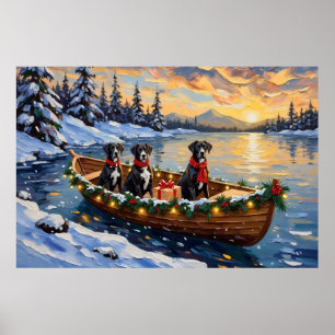 Great Dane Kerstboot Vakantie Poster