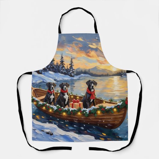 Great Dane Kerstboot Vakantie Schort (Voorkant)