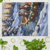 Great Dane Kerstboot Vakantie Theedoek (Gevouwen)