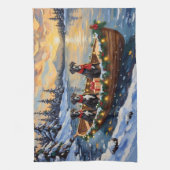 Great Dane Kerstboot Vakantie Theedoek (Verticaal)