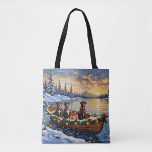 Great Dane Kerstboot Vakantie Tote Bag