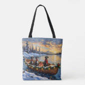 Great Dane Kerstboot Vakantie Tote Bag (Achterkant)