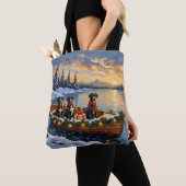 Great Dane Kerstboot Vakantie Tote Bag (Dichtbij)