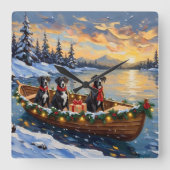 Great Dane Kerstboot Vakantie Vierkante Klok (Voorkant)