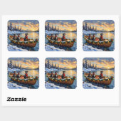 Great Dane Kerstboot Vakantie Vierkante Sticker (Vel)