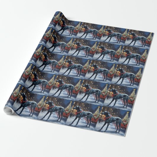 Great Dane Kerstfeest Seizoen Cadeaupapier (Uitgerold)