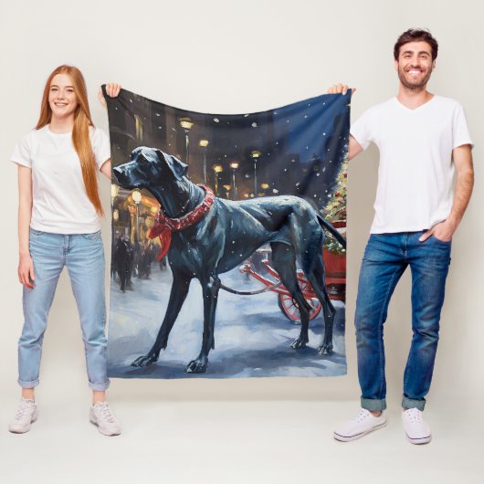 Great Dane Kerstfeest Seizoen Fleece Deken (In situ)