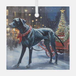 Great Dane Kerstfeest Seizoen Glas Ornament