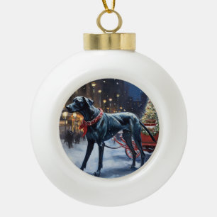 Great Dane Kerstfeest Seizoen Keramische Bal Ornament